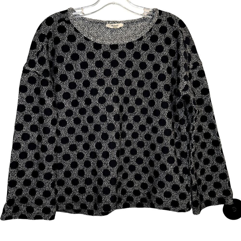 MADEWELL Women's Sz M Heavy Knit Polka Dot Nylon Sweater scoop neck